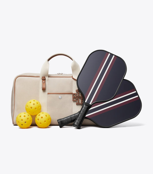 Two-Tone Canvas Pickleball Tote - Natural / Brown | Tory Burch Best Seller