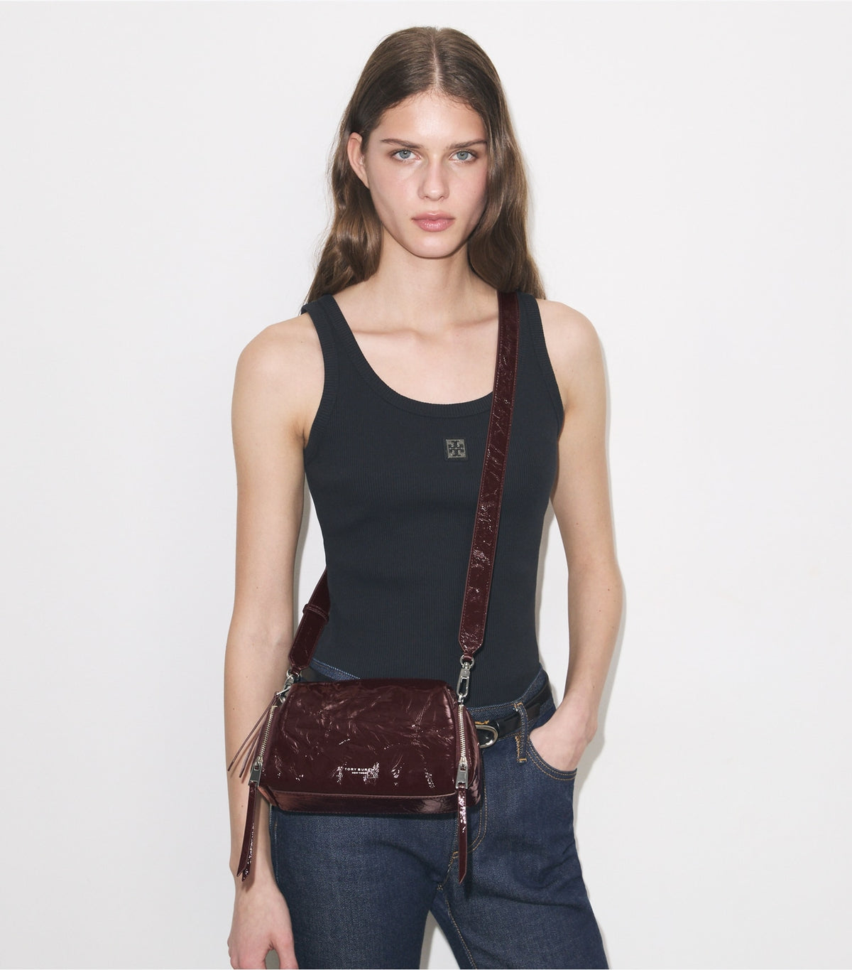 Perry Patent Voyager Crossbody Bag - Albarossa | Tory Burch Exclusive