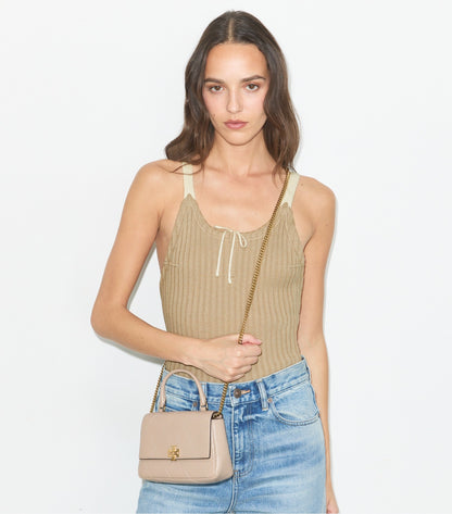 Mini Charlie Quilted Top-Handle Crossbody - Soft Cement | Tory Burch Signature