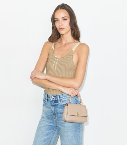 Mini Charlie Quilted Top-Handle Crossbody - Soft Cement | Tory Burch Signature