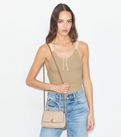 Mini Charlie Quilted Top-Handle Crossbody - Soft Cement | Tory Burch Signature