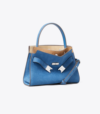 Petite Lee Radziwill Nubuck Double Bag - Bright Blue | Tory Burch Hot Sale
