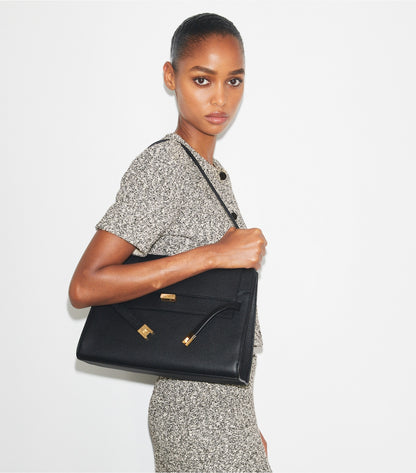 Large Lee Radziwill Shoulder Bag - Black | Tory Burch Latest