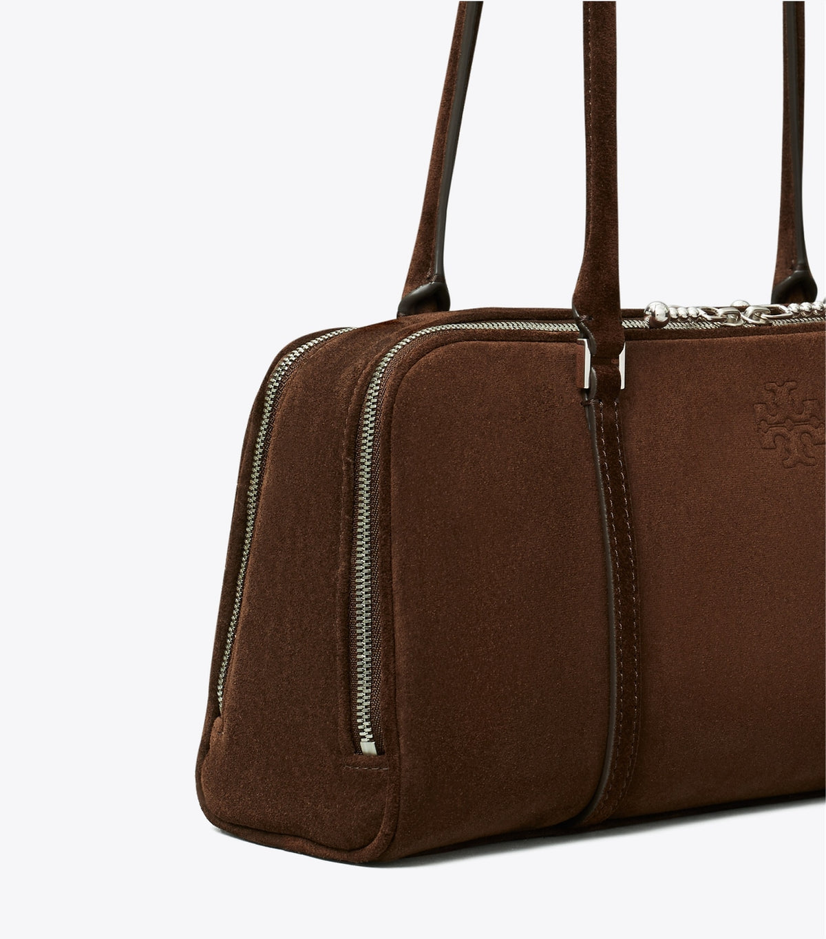 Small Marshmallow Suede Satchel - Dark Cocoa | Tory Burch Great Value