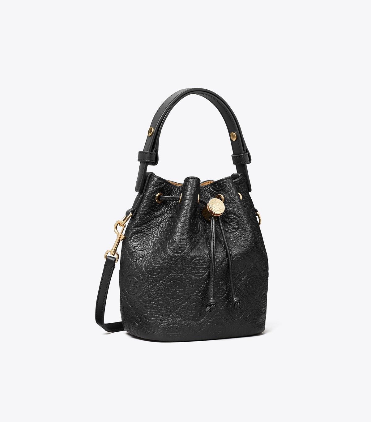 T Monogram Pebbled Mini Bucket Bag - Black | Tory Burch Customer Favorite