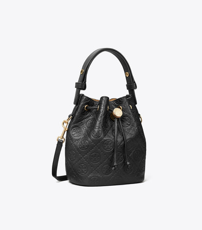 T Monogram Pebbled Mini Bucket Bag - Black | Tory Burch Customer Favorite