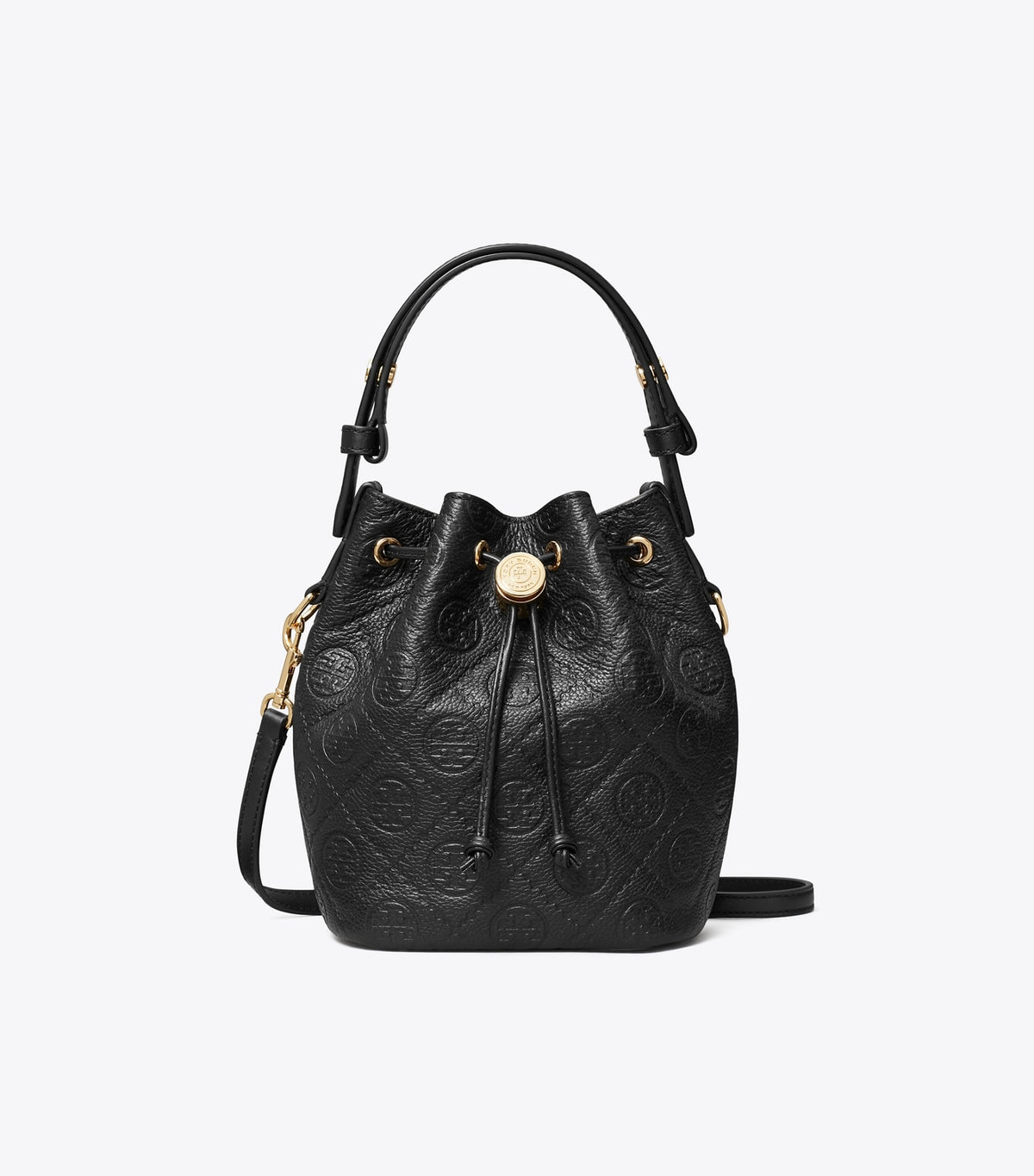T Monogram Pebbled Mini Bucket Bag - Black | Tory Burch Customer Favorite