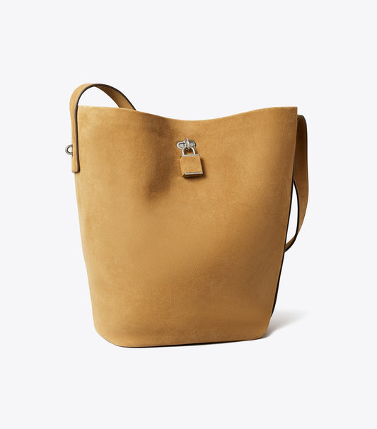 Lock Slim Suede Bucket Bag - Wild Tabacco | Tory Burch Sale