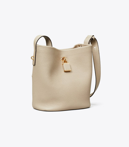Medium Lock Slim Bucket Bag - Light Stone | Tory Burch Classic