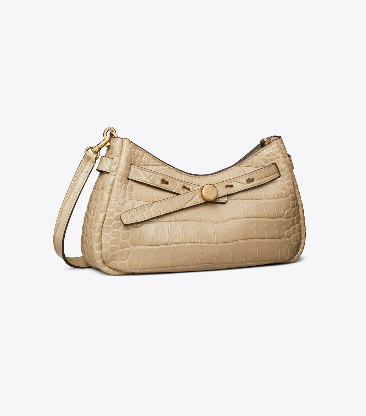Romy Croc-Embossed Zip Top Crossbody Bag - Light Hickory | Tory Burch Quality