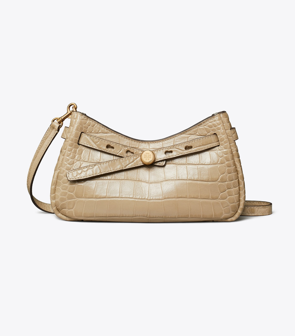 Romy Croc-Embossed Zip Top Crossbody Bag - Light Hickory | Tory Burch Quality