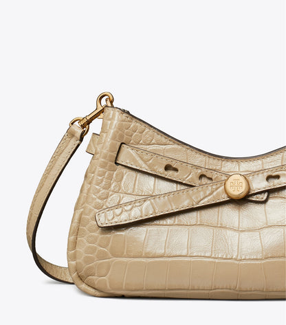 Romy Croc-Embossed Zip Top Crossbody Bag - Light Hickory | Tory Burch Quality