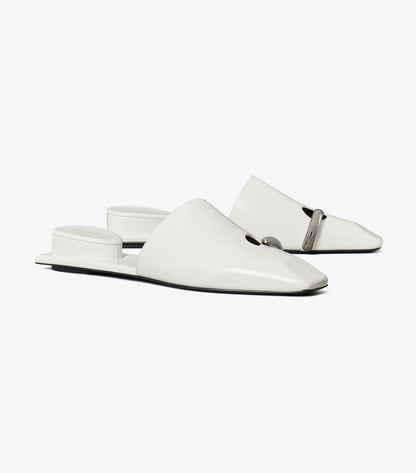 Pierced Mule - White / Silver | Tory Burch Signature