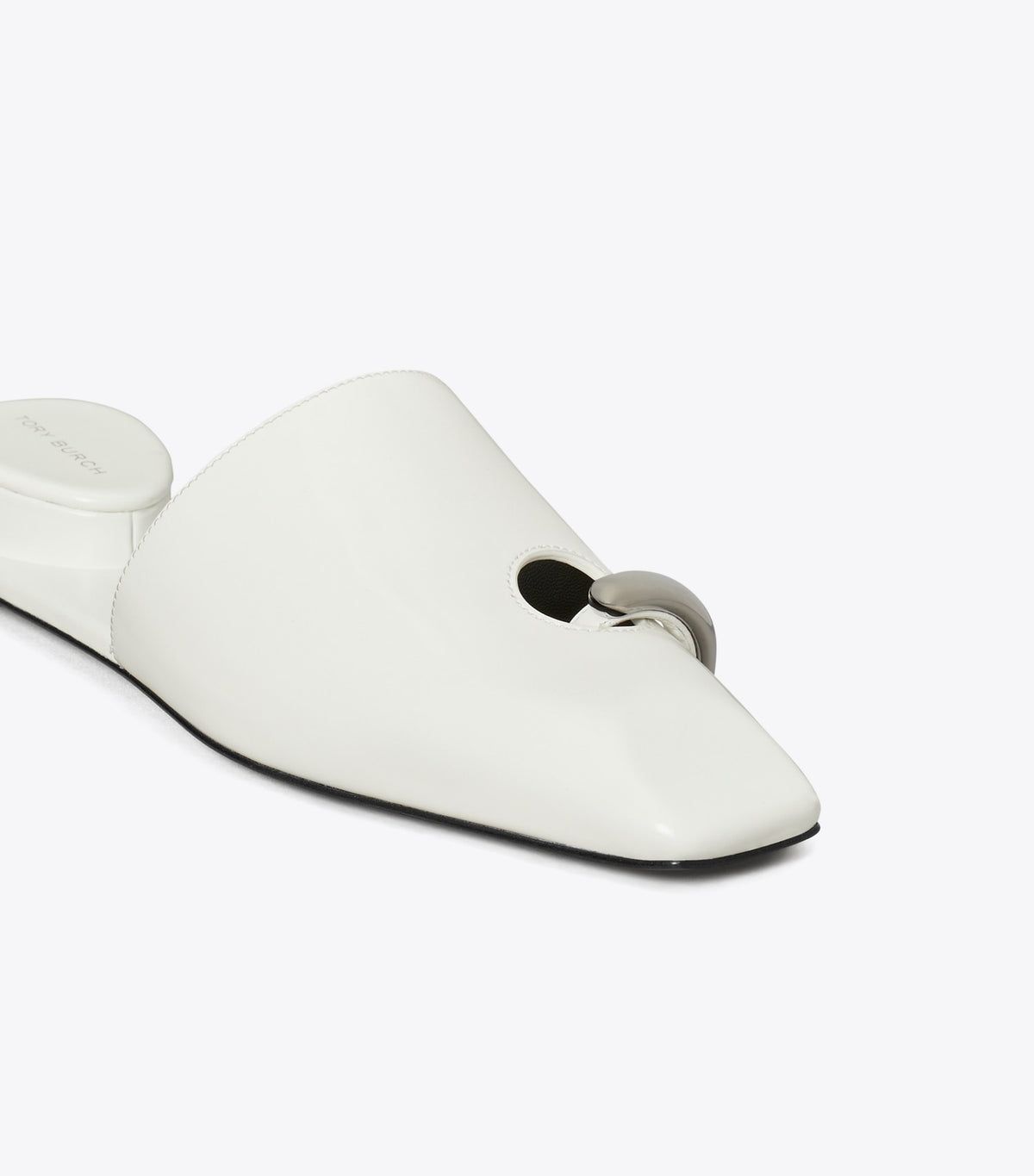 Pierced Mule - White / Silver | Tory Burch Signature