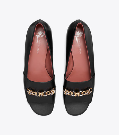 Runway Chain Peep-Toe - Perfect Black | Tory Burch Discount