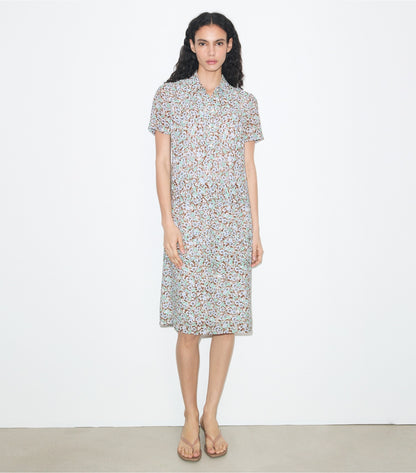 Printed Viscose Shirtdress - Blue Floral | Tory Burch Trending