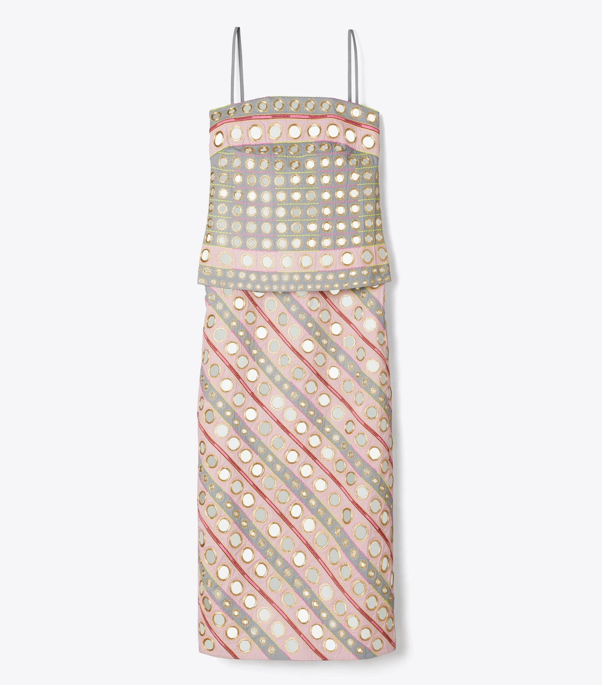 Mirror Embellished Cotton Dress - Pink / Gray | Tory Burch New