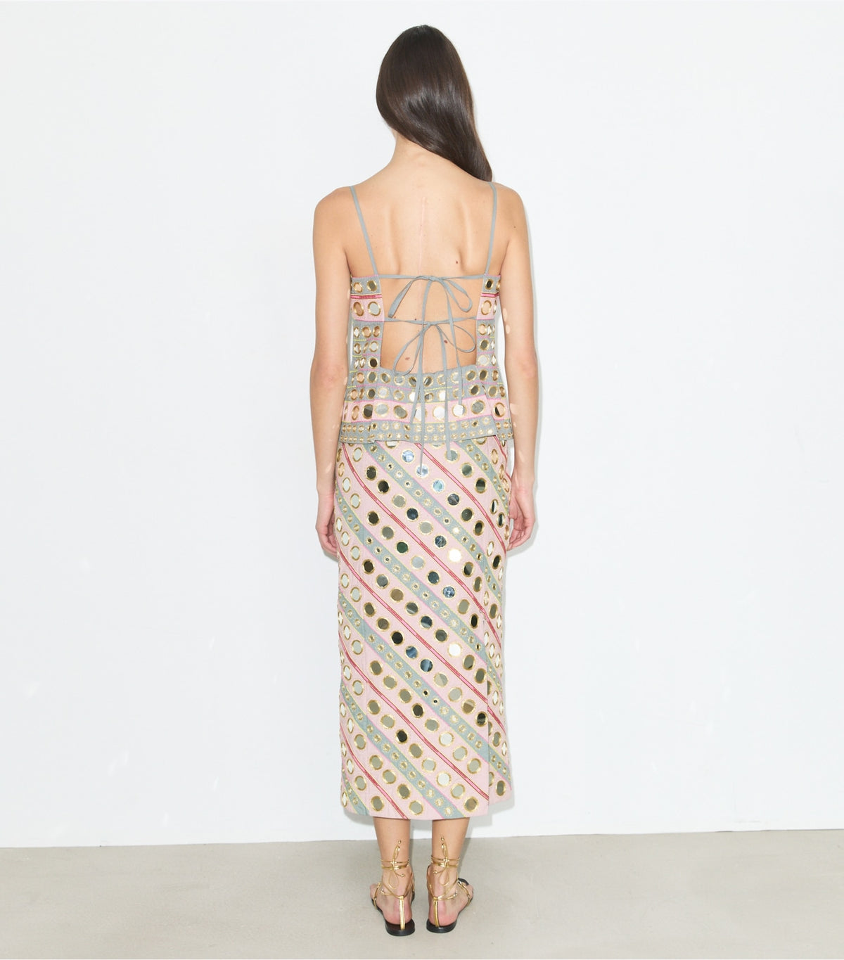 Mirror Embellished Cotton Dress - Pink / Gray | Tory Burch New
