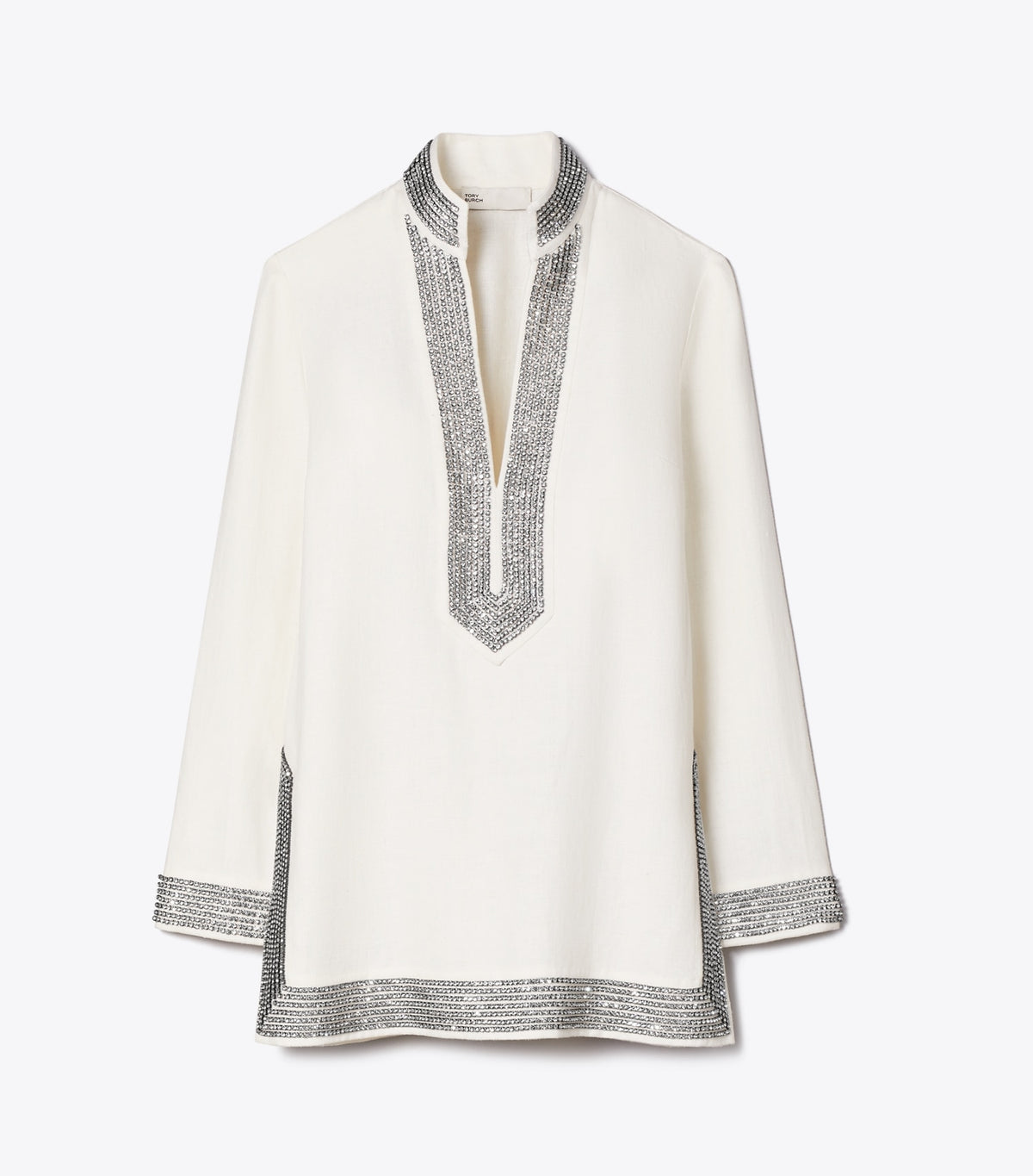 Embellished Linen Tunic - New Ivory | Tory Burch Deals