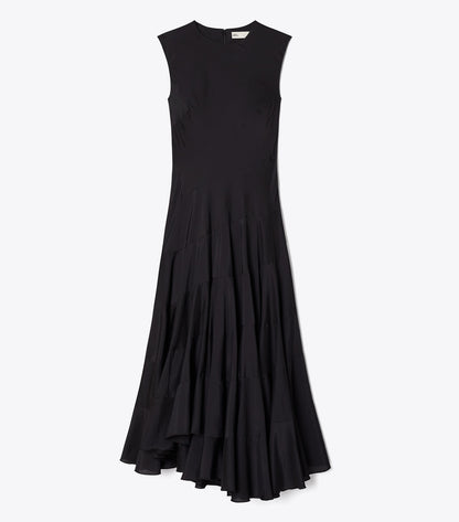 Flared Cotton Silk Dress - Black | Tory Burch Sale