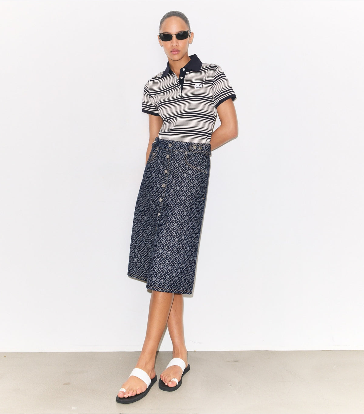 Little Grumps Cotton Polo - Medium Navy Stripe | Tory Burch Popular