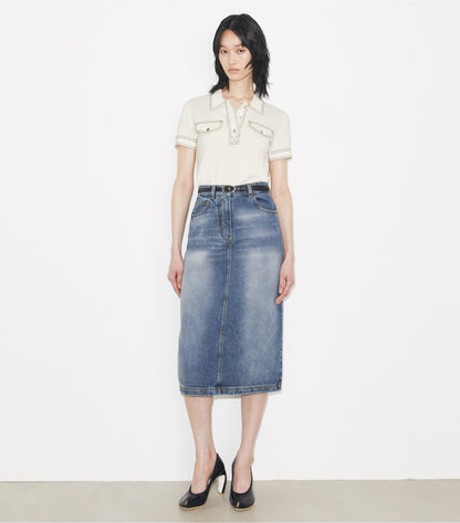 Topstitch Wool Polo - New Ivory | Tory Burch Quality