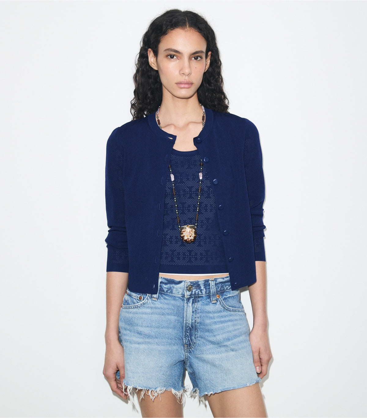 Pointelle Viscose Cardigan - Ocean | Tory Burch Value