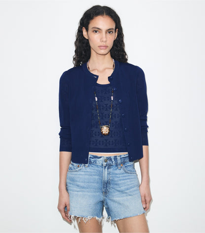 Pointelle Viscose Cardigan - Ocean | Tory Burch Value
