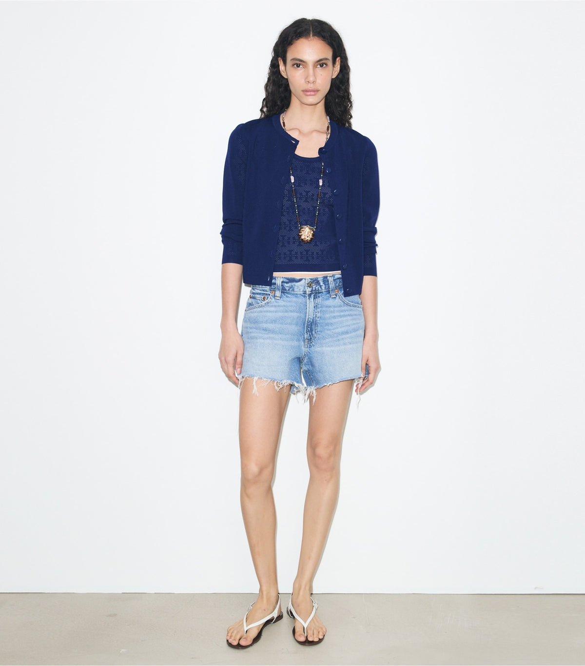 Pointelle Viscose Cardigan - Ocean | Tory Burch Value