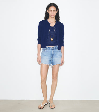 Pointelle Viscose Cardigan - Ocean | Tory Burch Value