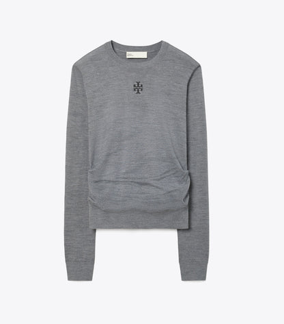 T Logo Wool Sweater - Frosted Gray Melange | Tory Burch Recommended