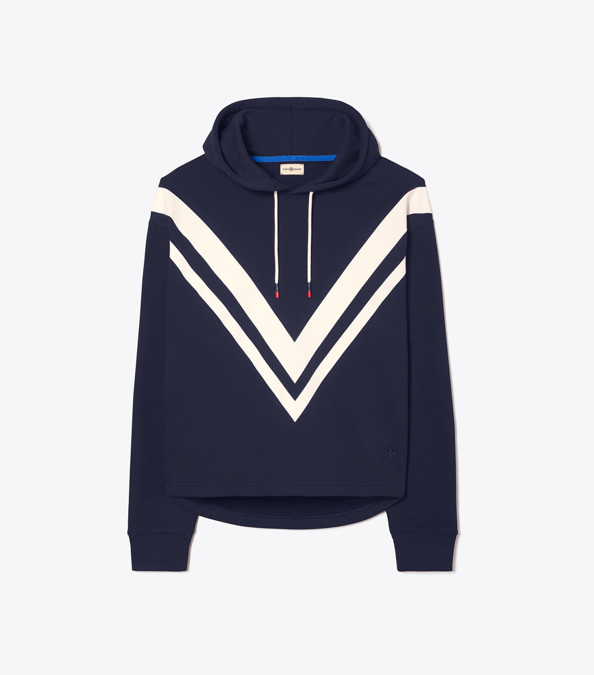 French Terry Chevron Hoodie - Tory Navy/Snow White | Tory Burch Signature