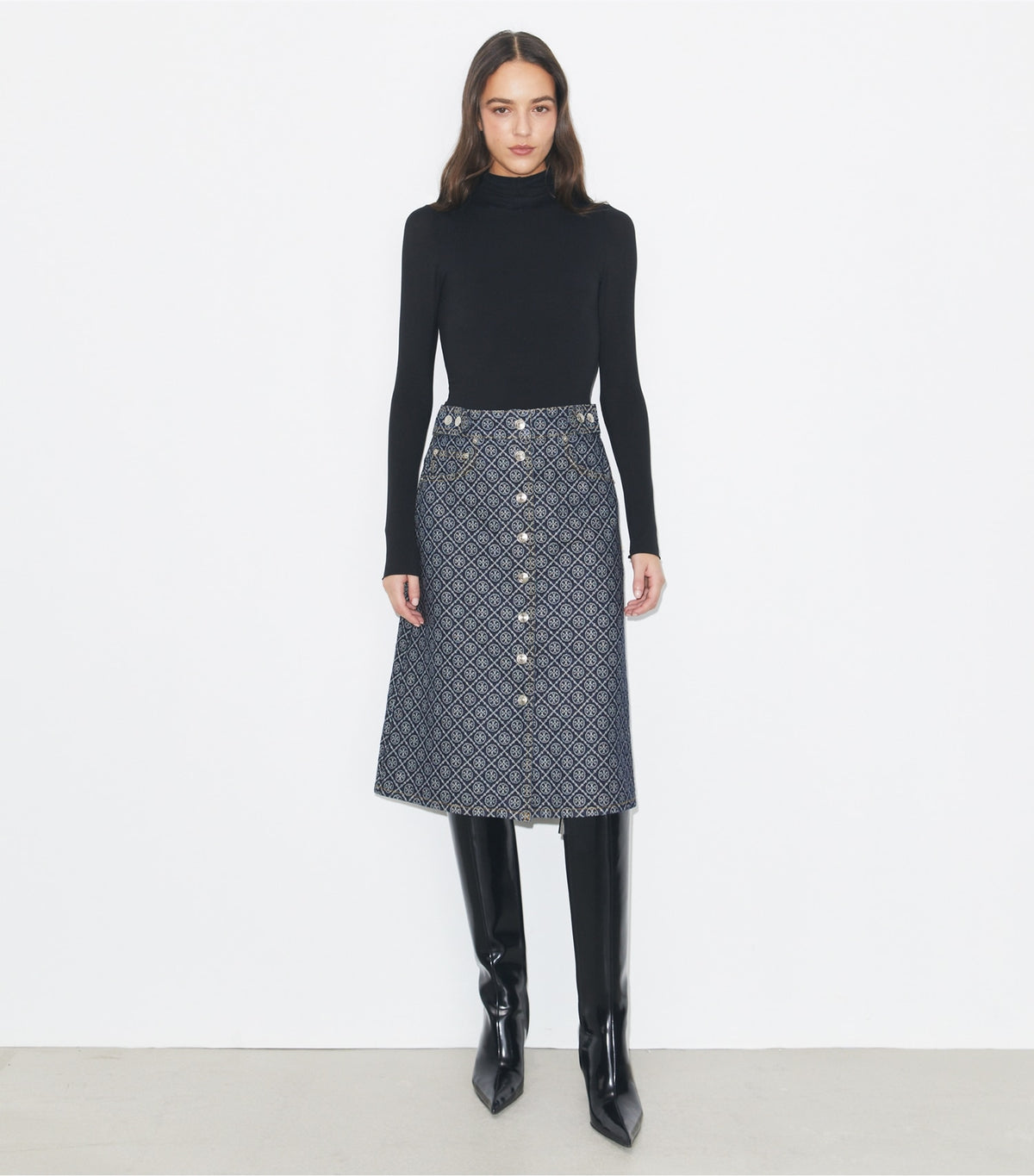 Flared Denim Skirt - T Monogram Stone Wash | Tory Burch Customer Favorite