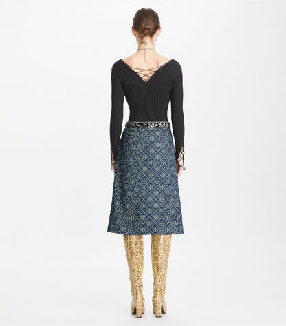 Deconstructed Denim Skirt - T-Monogram Vintage Wash | Tory Burch Great Value