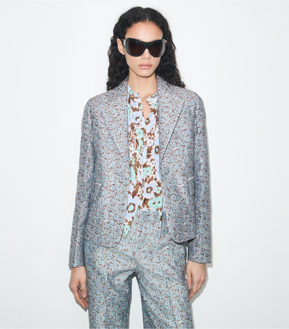 Jacquard Blazer - Blue Floral | Tory Burch Discount