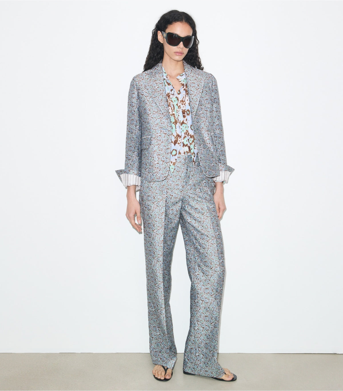 Jacquard Blazer - Blue Floral | Tory Burch Discount