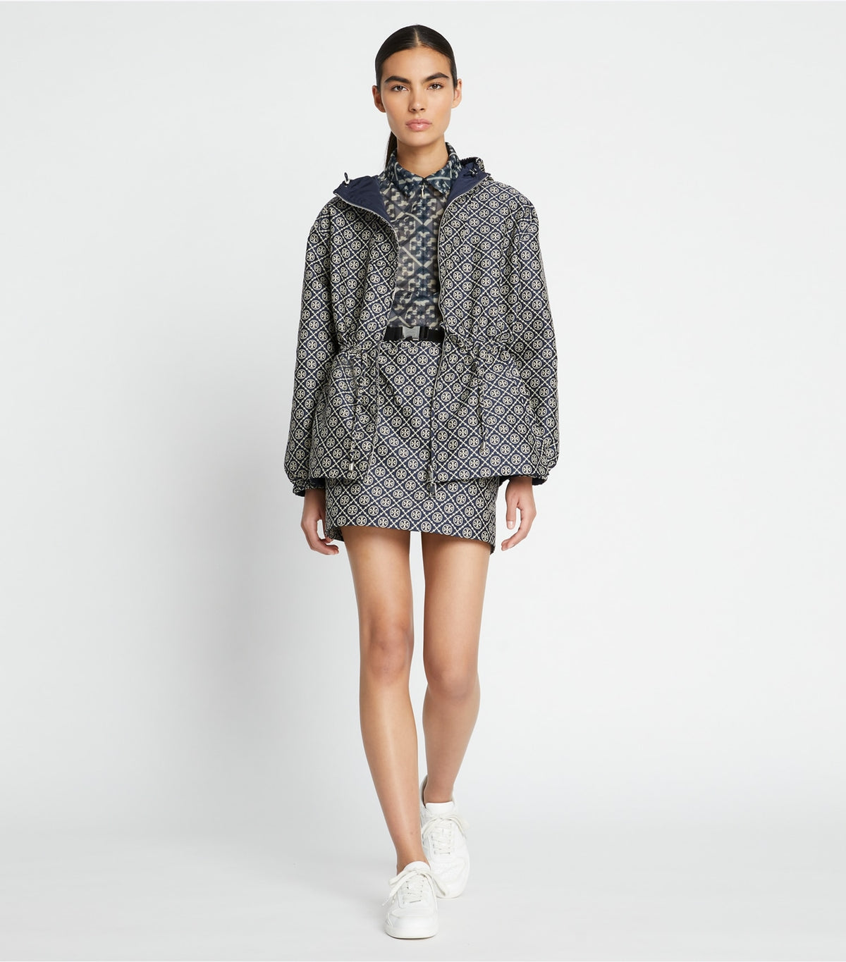 T Monogram Jacquard Anorak - Tory Navy T Monogram Small Sport | Tory Burch Essential