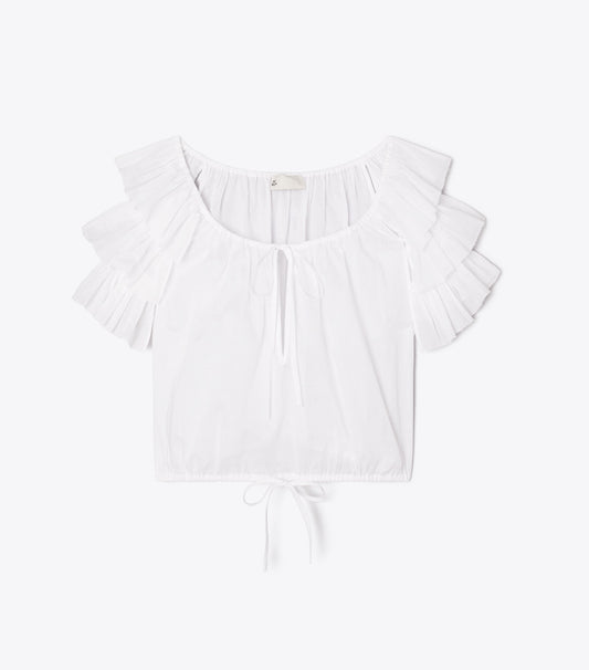 Ruffle Cotton Top - White | Tory Burch Sale