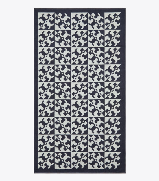 Diagonal T Jacquard Towel - Navy | Tory Burch Recommended