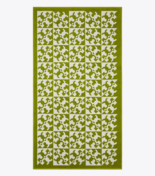 Diagonal T Jacquard Towel - Green | Tory Burch Top Pick