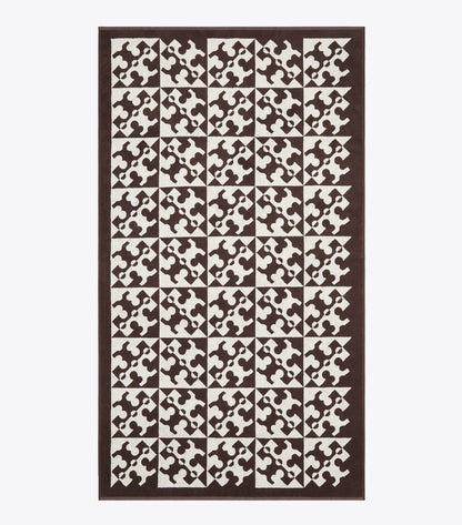 Diagonal T Jacquard Towel - Brown | Tory Burch Everyday