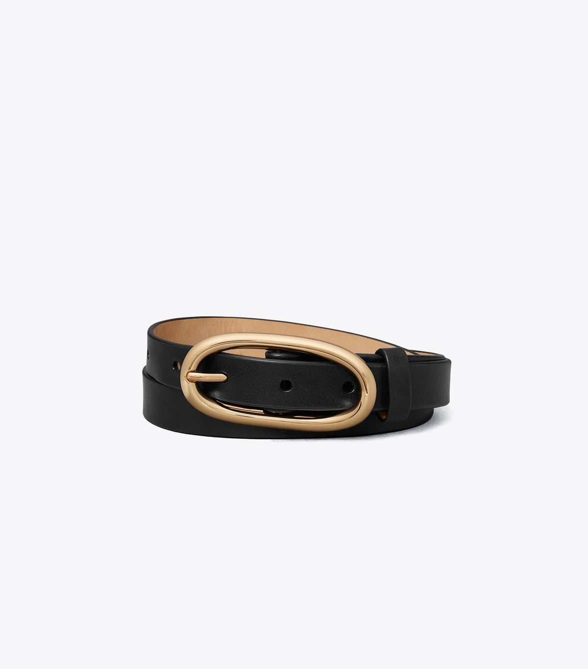 Large Pierced Buckle Belt - Black/Gold | Tory Burch Best Seller