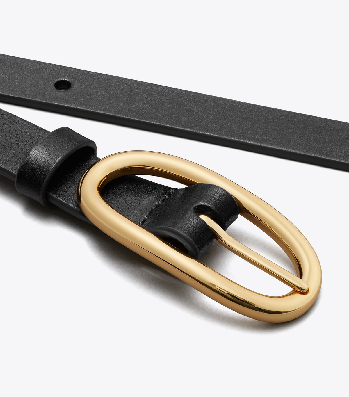 Large Pierced Buckle Belt - Black/Gold | Tory Burch Best Seller