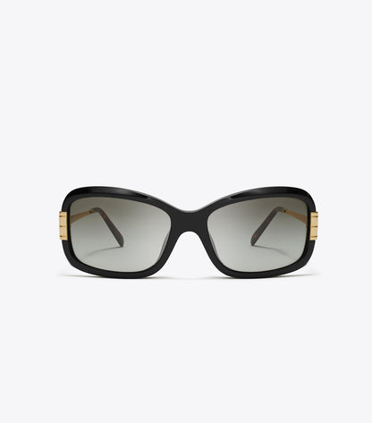 Eleanor Rectangle Sunglasses - Black/Grey Gradient | Tory Burch Premium