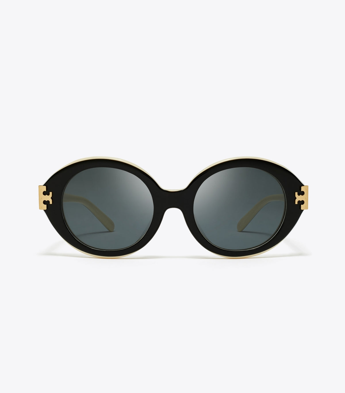 Eleanor Oval Sunglasses - Black/Ivory/Dark Grey Solid | Tory Burch Top Pick