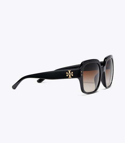 Oversized Square Logo Sunglasses - Black | Tory Burch Everyday