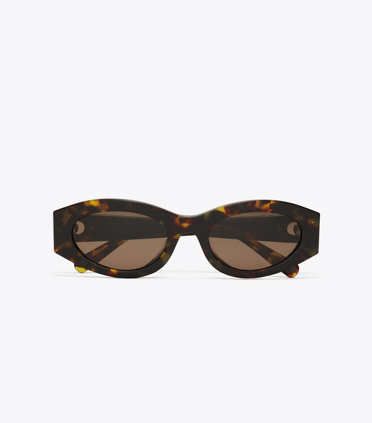Pierced Oval Sunglasses - Dark Tortoise/Solid Brown | Tory Burch Sale