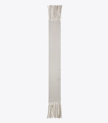 T Monogram Fringed Oblong Scarf - Mini T Monogram Grey | Tory Burch Quality