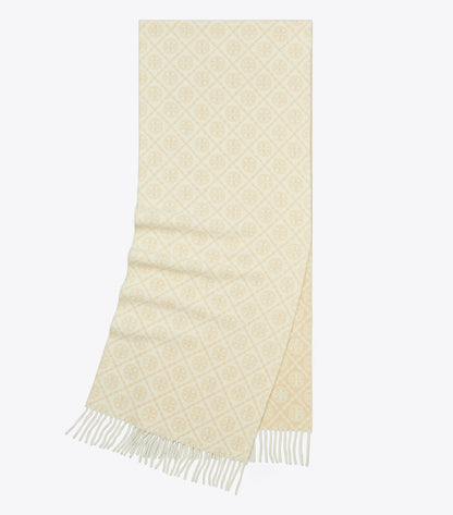 T Monogram Oblong Scarf - Ivory | Tory Burch Premium