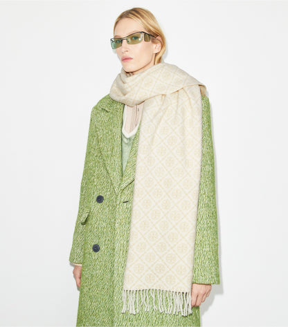 T Monogram Oblong Scarf - Ivory | Tory Burch Premium